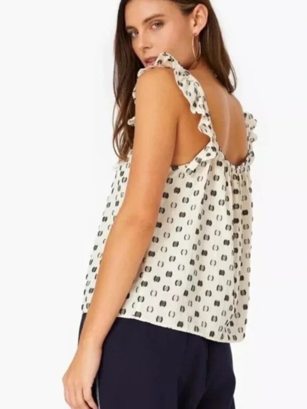 XIRENA Rue Ruffle Straps Tank Top Ivory Size Small - Picture 2 of 11